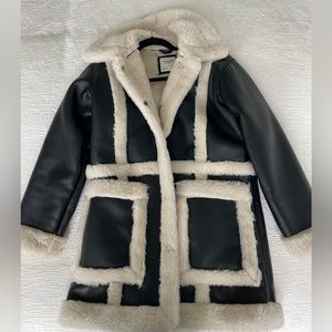 Abercrombie Oversized Sherpa-Lined Black Faux Leather Jacket